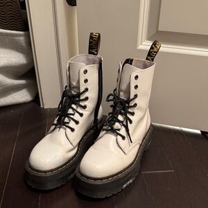 Dr. Martens White Combat Boots with Black Laces
